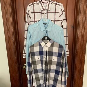 Lot of 3 Express fitted dress shirts Large